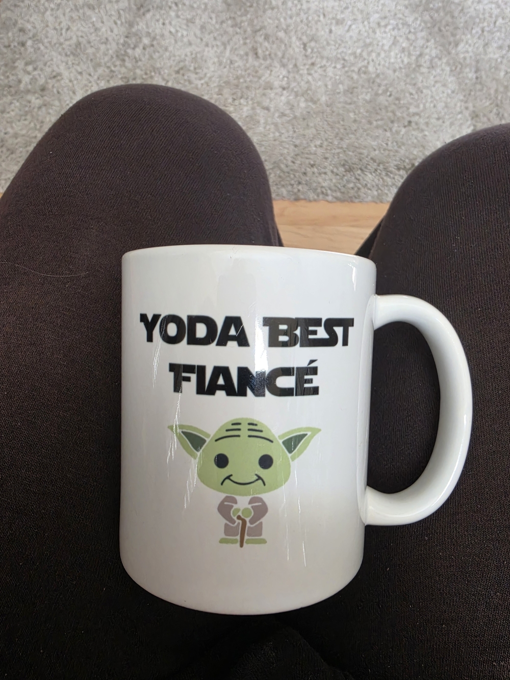 Source Unknown White Ceramic 'Yoda Best Fiancé' Mug with Green Graphic
